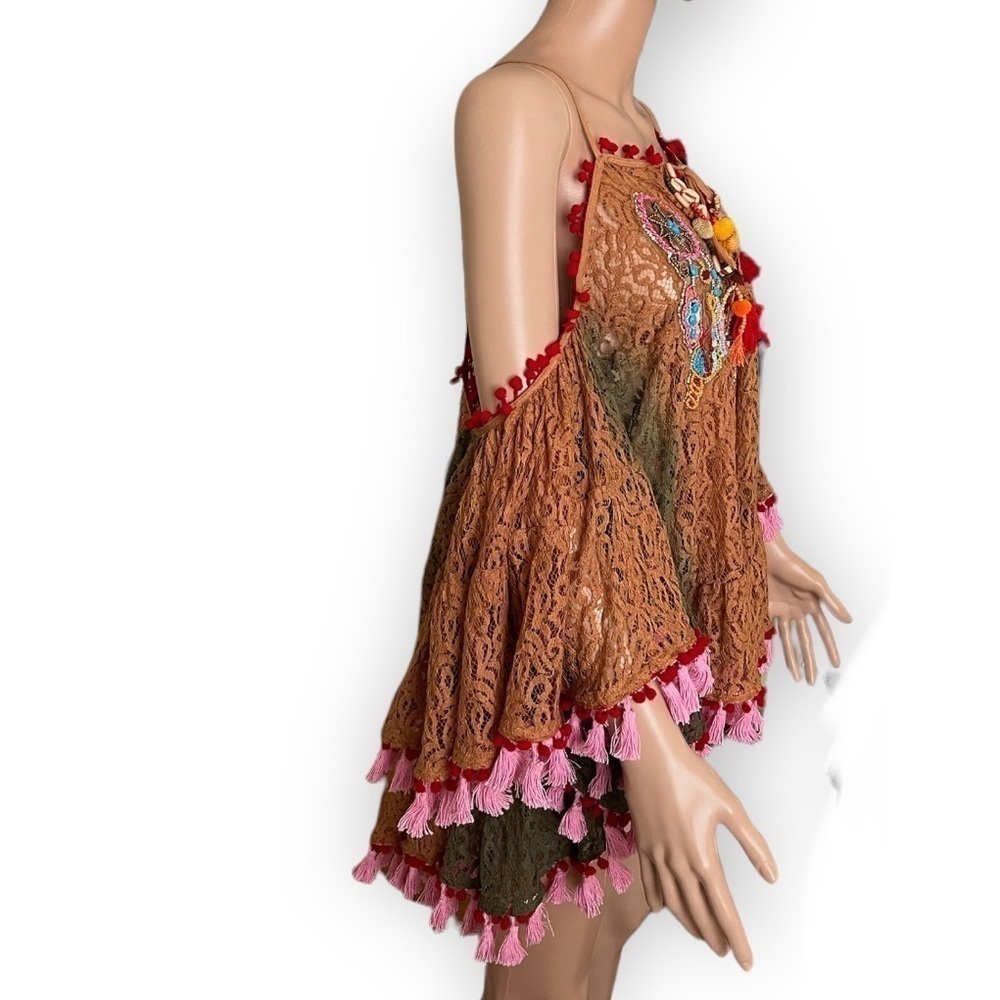 ANTICA SARTORIA Ombre Lace Beaded Tassle Southwestern Tunic NEW - Picture 4 of 15